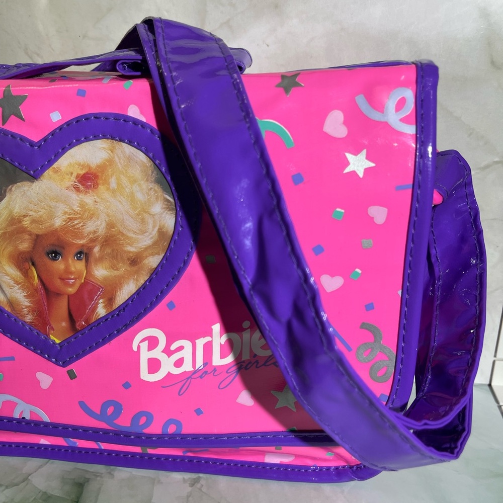 Barbie Pyramid Messenger Bag Mattel VINTAGE Circa 1991 Pink Vinyl Purse - Picture 5 of 16